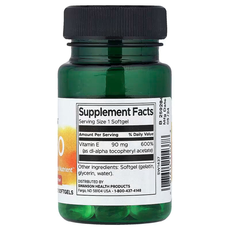 SWANSON VITAMIN E 200IU 60 kapsułek SWANSON