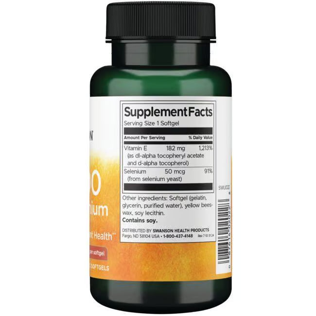 Swanson Ultra vitamin E with Selenium 90 softgels SWANSON