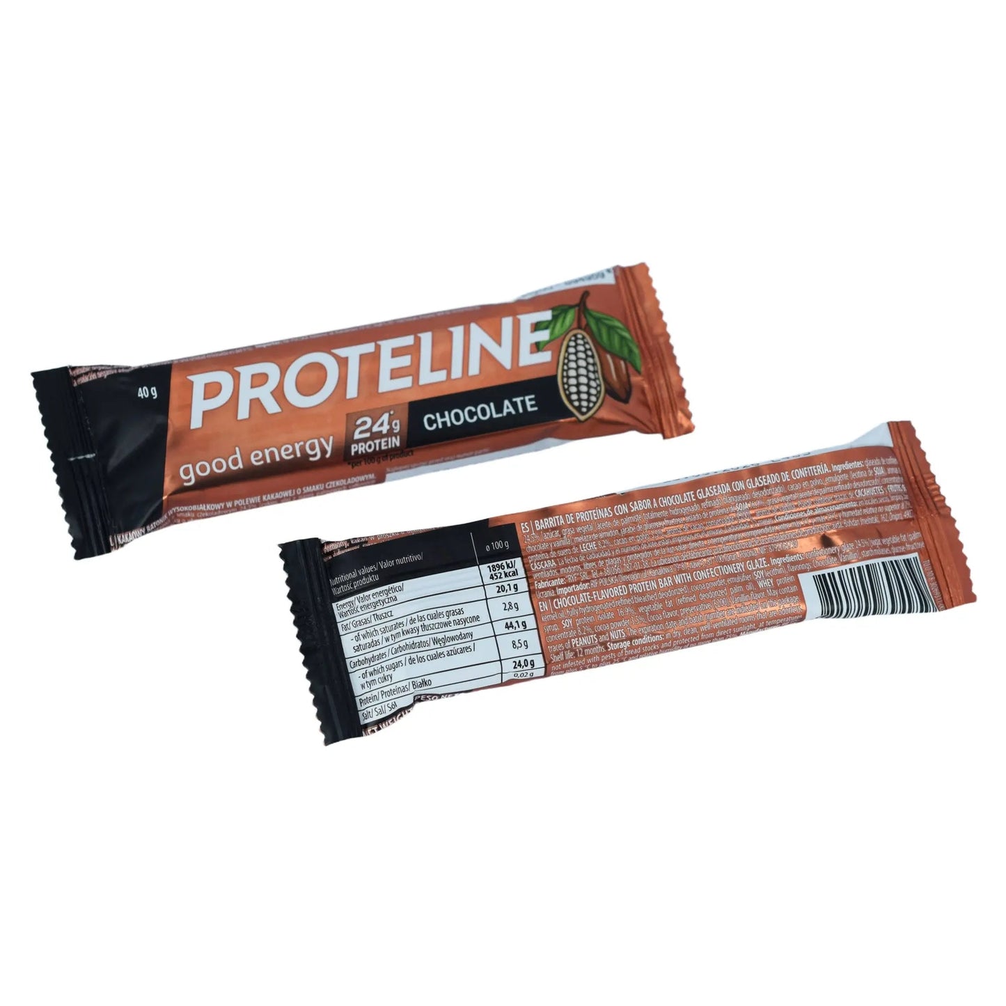 PROTELINE - Baton proteinowy o smaku czekoladowym z polewą cukierniczą (40g) PROTELINE