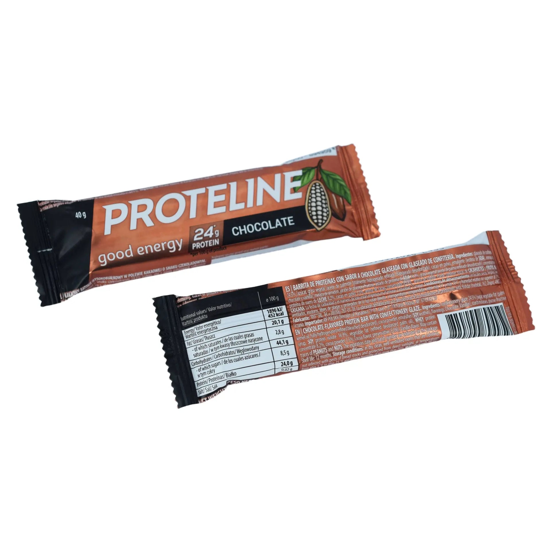PROTELINE - Baton proteinowy o smaku czekoladowym z polewą cukierniczą (40g) PROTELINE