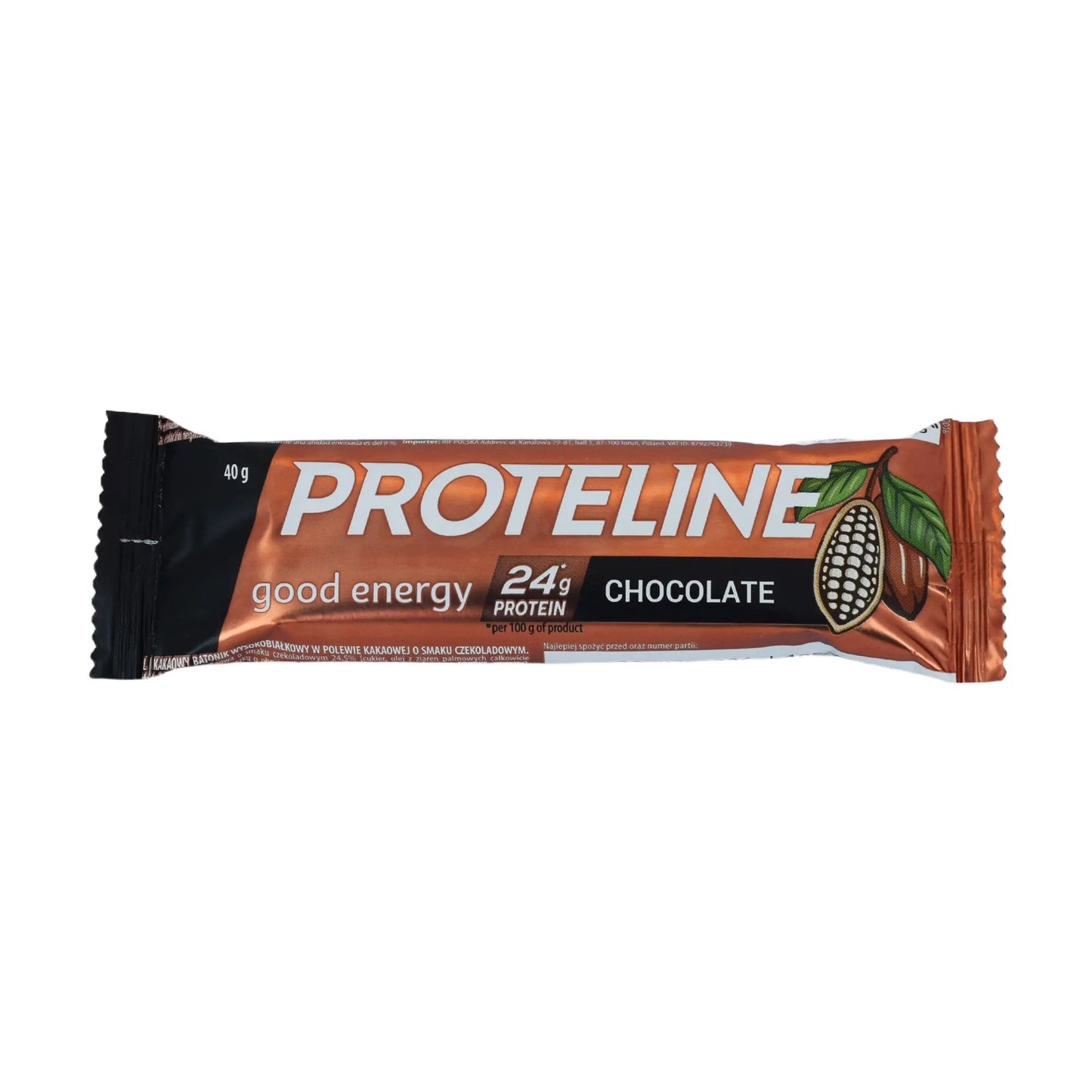 PROTELINE - Baton proteinowy o smaku czekoladowym z polewą cukierniczą (40g) PROTELINE