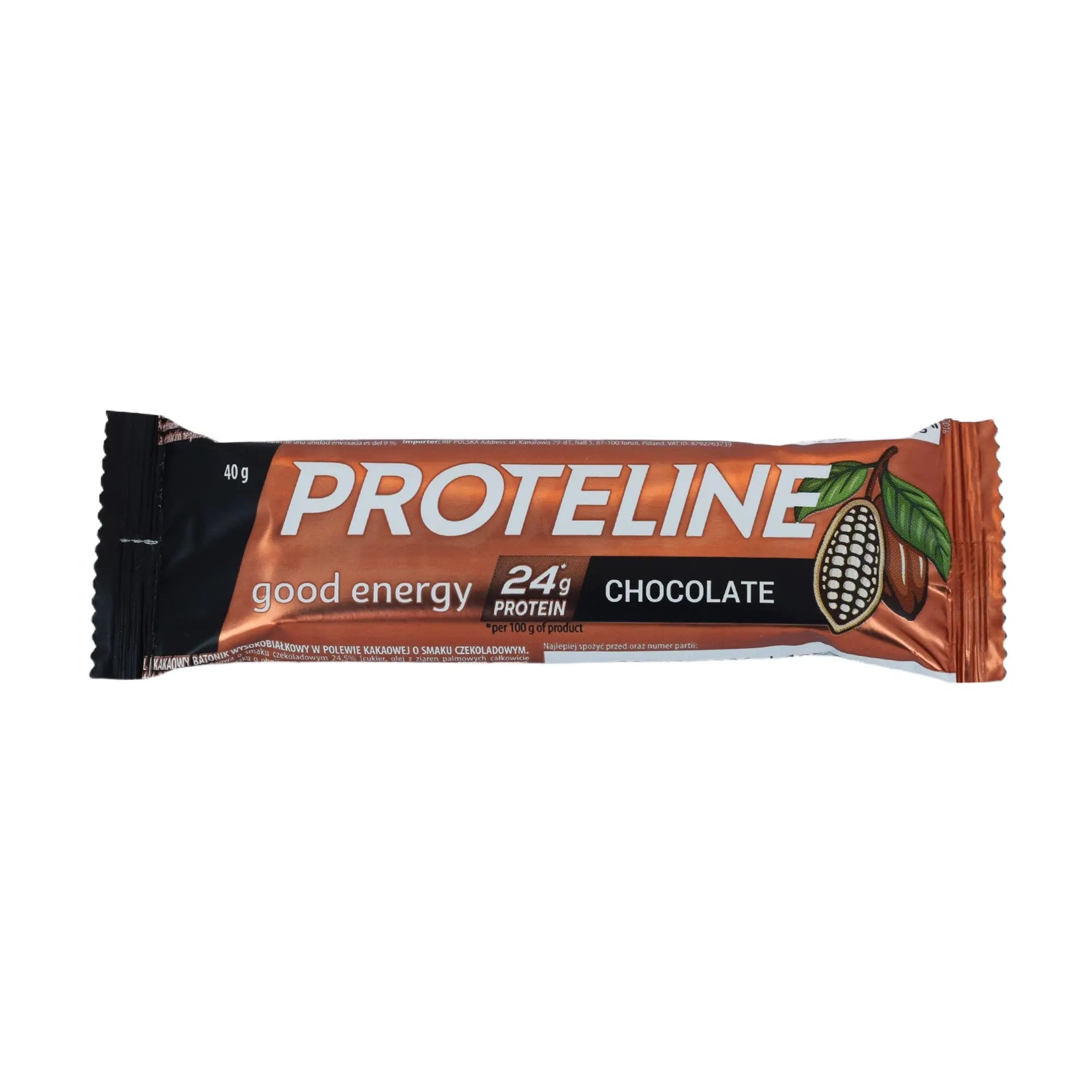 PROTELINE - Baton proteinowy o smaku czekoladowym z polewą cukierniczą (40g) PROTELINE