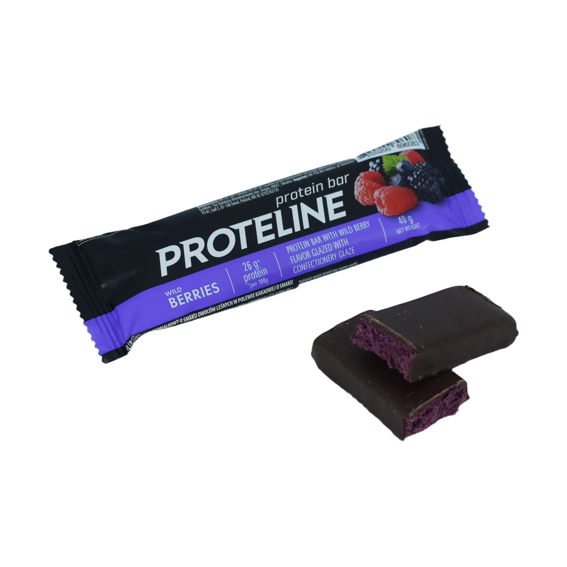 PROTELINE - Baton proteinowy o smaku owoców leśnych w polewie cukierniczej (40g) PROTELINE