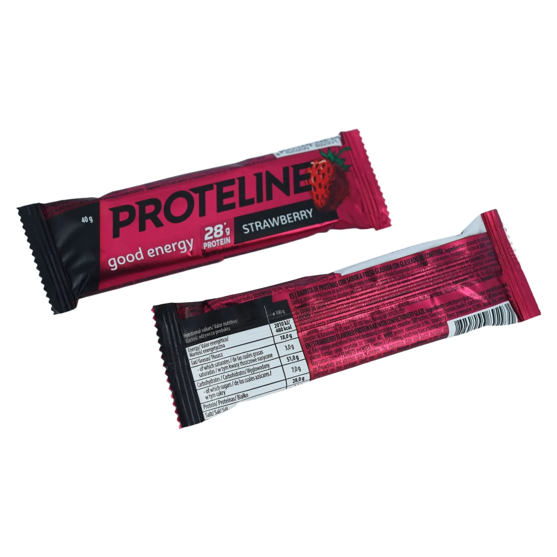 PROTELINE - Baton proteinowy o smaku truskawkowym w polewie cukierniczej (40 g) PROTELINE