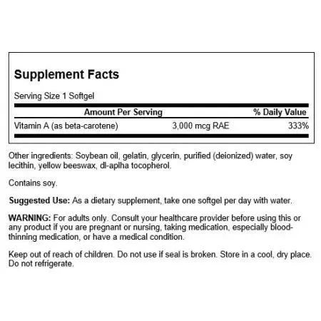 SWANSON BETA-KAROTEN 10000IU (3000 MCG) 100 SZT. SWANSON