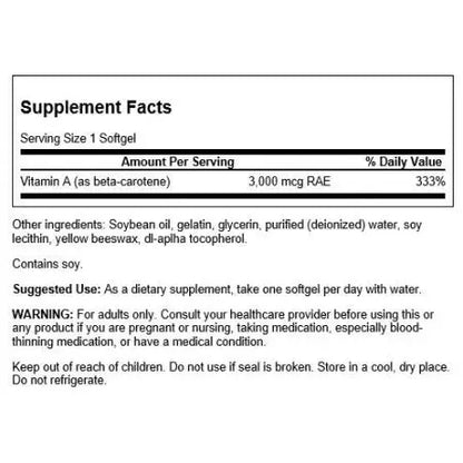 SWANSON BETA-KAROTEN 10000IU (3000 MCG) 100 SZT. SWANSON