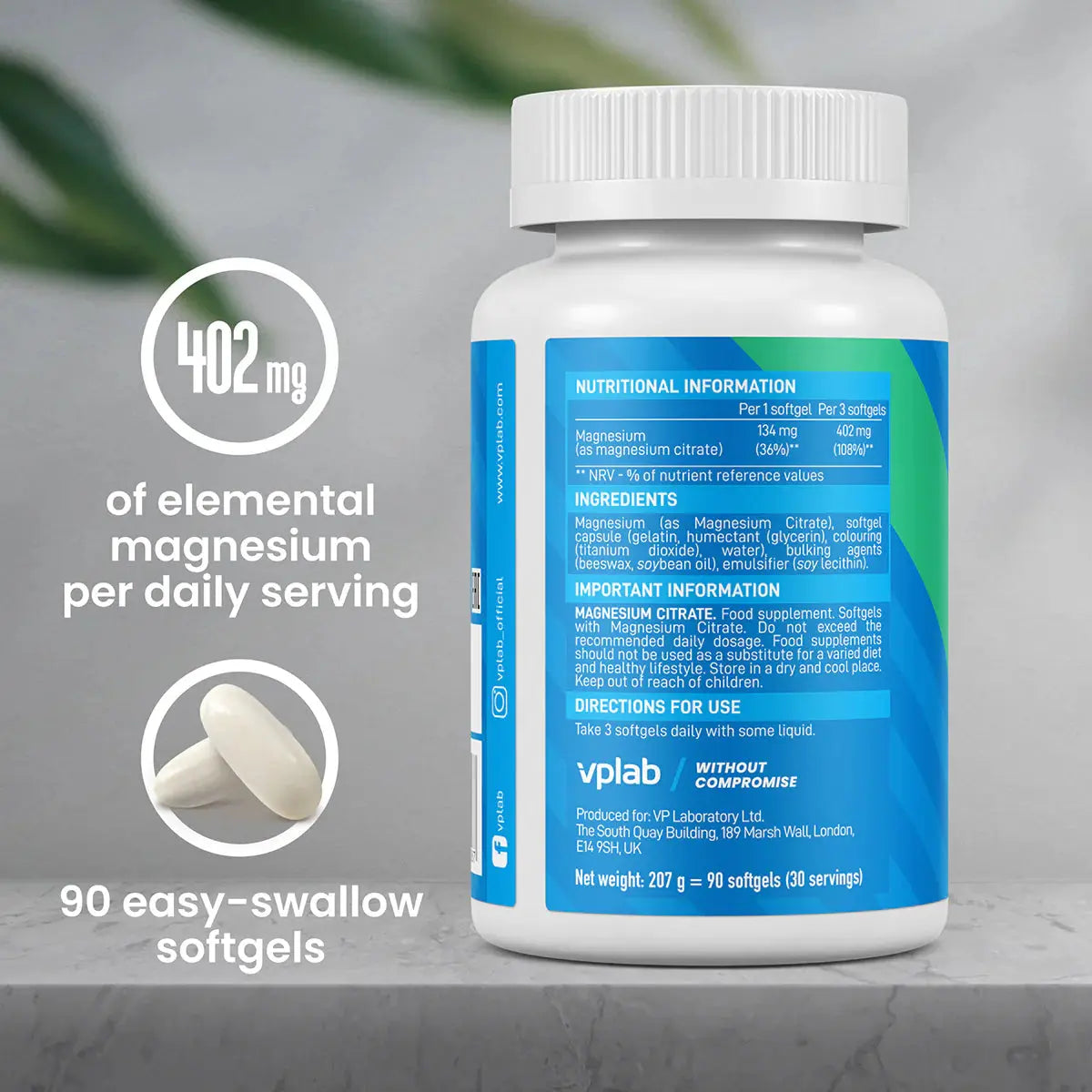 Vplab Magnesium Citrate 90 kapsułek żelowych Vplab
